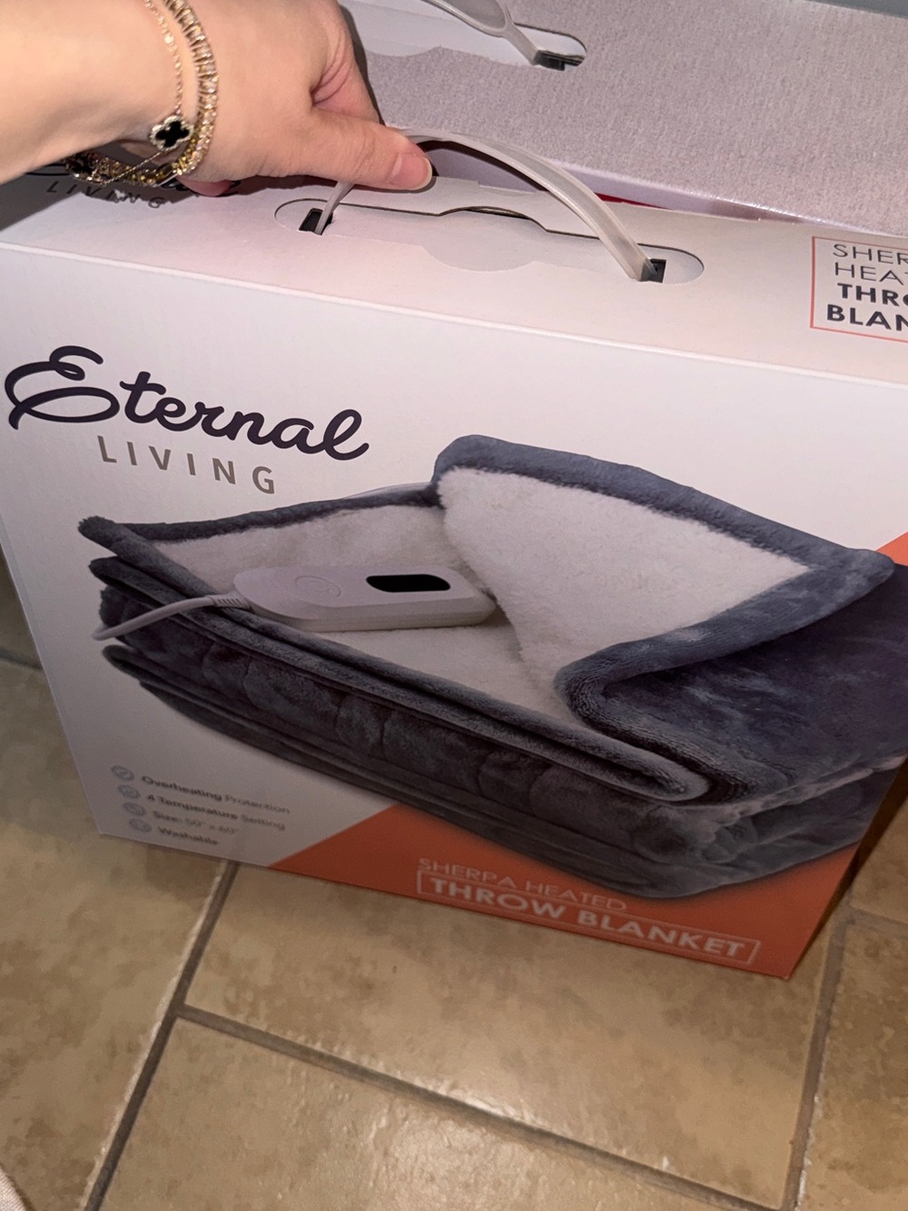 Sherpa Heated Throw Blanket - Gray